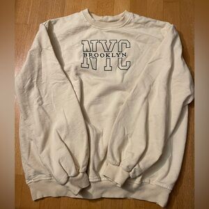 Cream Brooklyn New York Oversized Urban Outfitters Sweatshirt